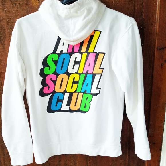 Anti Social Social Club~Rainbow&White Hoodie~ M - Picture 3 of 6